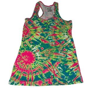 No Boundaries Womens XXL Tie-Dye Racerback Tank Top Bright Neon Colors